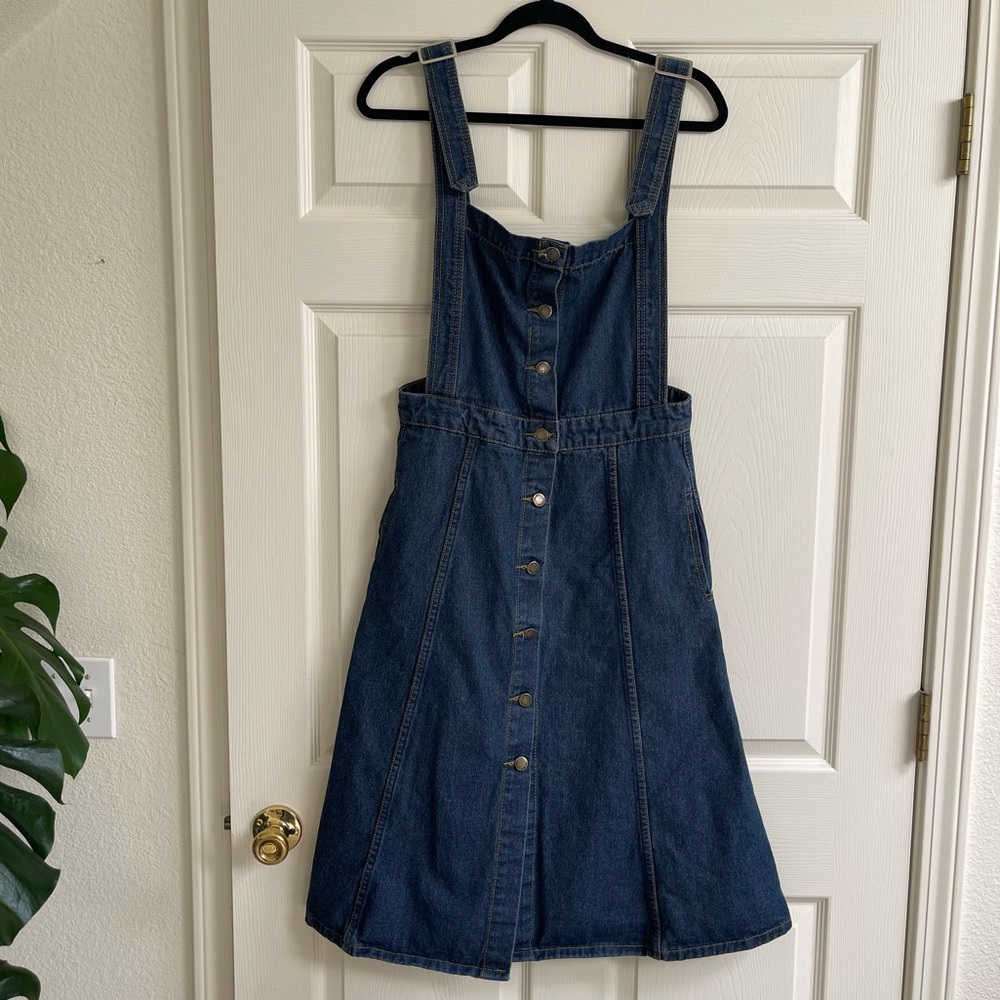 Vintage 1990s Button Down Denim Overall Dress